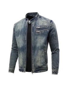 High-quality High Quality Slim Fit <b>Denim</b> Jacket Moto Biker Style Jacket Customized Autumn Winter <b>Denim</b> <b>Coat</b> Plain Dyed Woven - Product Image 1