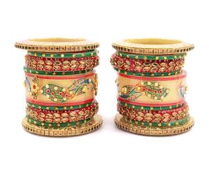 Juego de Brazaletes Nupciales, Chura Kundan, Diseño Exclusivo de Moda, Brazaletes de Boda, Última Joyería 2023 para Mujer - Product Image 4