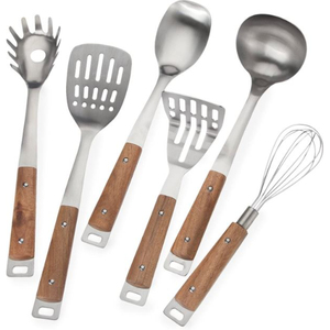 Premium 6 pièces ensemble de service de nourriture en métal couverts en acier inoxydable hôtel ustensiles de cuisine miroir ensemble d'argenterie de table - Product Image 2