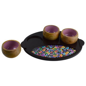 ชุดถาดเสิร์ฟไม้โรงงานพร้อมถาดออกแบบตกแต่งหลายสีดีไซน์วัสดุไม้อย่างสมบูรณ์ - Product Image 4