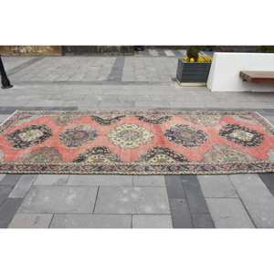 Alfombra de lana de 49x122ft turca Vintage, diseño clásico de retazos naranja y verde, área grande, sala de estar, alfombra de látex para uso en el pasillo - Product Image 4