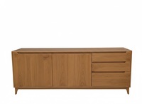 Buffet moderne à deux portes et deux tiroirs pour salon, en chêne massif écologique, avec table de manucure et ensemble de chaises – Vente en gros