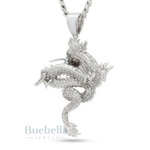 Collier Dragon d'Extrême-Orient Pendentif Hip Hop glacé pour hommes Symbole de la force Sagesse Bijoux de luxe - Product Image 5