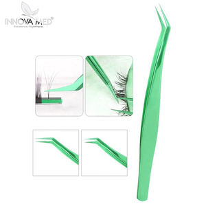 Pinzas de Acero Inoxidable Verdes para Extensión de Pestañas, Herramientas Personalizadas para Artistas Profesionales de Pestañas, por INNOVAMED INSTRUMENT - Product Image 6