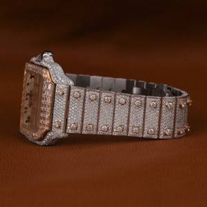 Reloj de Moda Estilo Hip Hop con Movimiento de Cuarzo, Esfera de Cristal, Moissanita con Corte Brillante y Números Arábigos - Product Image 2