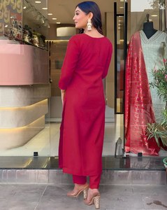 Maroon bordado tradicional Salwar Kameez traje con Dupatta mujer todas las estaciones fiesta boda Diwali - Product Image 3
