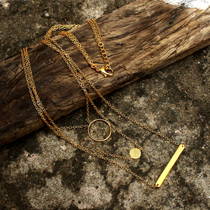 Collar de Moda para Mujer con Colgante Geométrico Clásico de Varias Capas, Chapado en Oro de 18K, Opción en Plata de Ley - Product Image 2