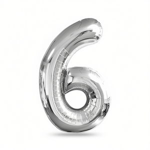 Party Love <b>Balloon</b> Numero <b>Silver</b> N6 45cm 12 pcs Bag - Product Image 2