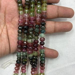 Cuentas Redondas Facetadas de Turmalina Multicolor Natural de 7mm y 9mm, Mezcla de Colores Premium, Alta Calidad, Más de 50 Años de Experiencia para la Fabricación de Joyas - Product Image 1
