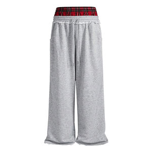 Pantalons de survêtement amples pour hommes, de haute qualité, 100% coton biologique, décontractés, taille haute, double ceinture, tricotés pour unisexe - Product Image 1