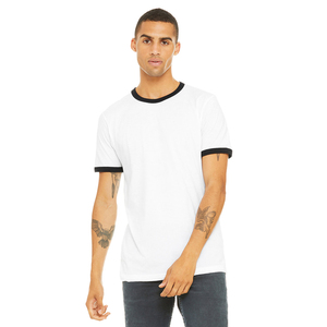Bella Canvas Fine Jersey Ringer Camisetas Manga corta Camiseta negra con cuello redondo para hombres Heather Charcoal Ringer Camisetas - Product Image 4