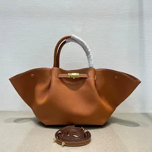 2025 New Large Capacity Genuine Leather Tote <b>Bag</b> for Women with Detachable Strap, <b>Gold</b> Hardware for Daily Use - Product Image 1