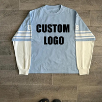 Haute qualité usine personnalisé DTG impression Streetwear Double couche thermique gaufré à manches longues t-shirt lavage à l'acide coton t-shirt