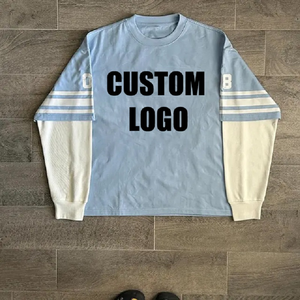 Camiseta de manga larga térmica de doble capa con estampado DTG personalizado de fábrica de alta calidad, Camiseta de algodón con lavado ácido - Product Image 2