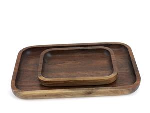 Plateau de service en bois d'acacia naturel, plateau en bois rustique pour les restaurants - Product Image 3