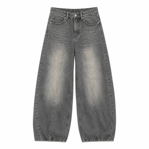 Women's High Waist Wide Leg Denim <b>Jeans</b> Loose Fit Stonewashed Light Vintage Cotton Ankle Length Casual Summer Wear OEM ODM - Product Image 2