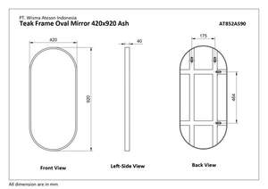 Le miroir Pudino est fabriqué avec un cadre en teck et est équipé de verre et d'un MDF massif à l'arrière, avec un miroir ovale pour l'intérieur. - Product Image 4