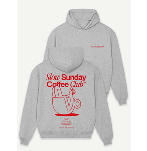 Sudadera con capucha de algodón de gran tamaño personalizada Sudadera gris jaspeado Slow Sunday Coffee Club Heavy Sudadera con capucha de gran tamaño - Product Image 1