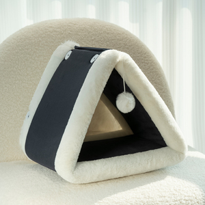 Cama <span class=keywords><strong>Triangular</strong></span> súper suave plegable personalizada de lujo para gatos, conveniente para almacenar animales pequeños, camas para cachorros y perros - Product Image 6