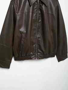 Blouson aviateur homme à manches longues avec fermeture éclair élastique en faux cuir pour l'automne/hiver Design élastique élégant - Product Image 3