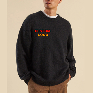 Suéteres de hombre de algodón 100% con cuello redondo de alta calidad personalizados Jersey de punto de manga larga bordado frontal antiencogimiento personalizado - Product Image 4