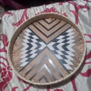 Square Modern Rattan Mother of Pearl Inlaid Food Serving <b>Tray</b> Seashell Coffee Table Vanity Coaster Placemats - Product Image 6