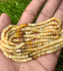 Natural Ethiopian Opal Stone Beads Rainbow-Colored Tyre Shape Heishi <b>Spacer</b> Beads - Product Image 1