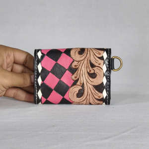 Nueva Cartera Corta de Mujer de Cuero Genuino a la Moda con Protección Antirrobo para Tarjetas, con Cierre de Botón y Diseño a Cuadros Negros en Relieve - Product Image 4