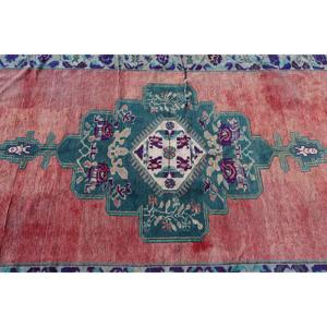 พรมวินเทจตุรกี ขนาด 4.5x10.3 ฟุต พรมสีแดงขนาดใหญ่ลายอิคัต - Product Image 5