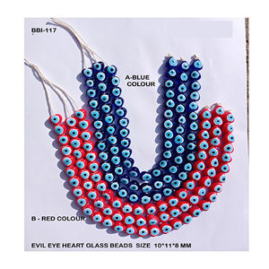 Perles de verre Evil Eye fabriquées à la main Perles de verre Evil Eye au chalumeau Bague en verre et projets de pendentif Artisanat - Product Image 1