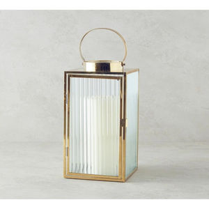 Modern Metal And <b>Glass</b> <b>Lantern</b> Antique Brass Finish Home Decor Pillar Candle Holder For Tabletop & Event Use Factory Price - Product Image 5