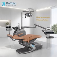 Fauteuil dentaire électrique Buffalo avec moteur Linak robuste, commande au pédale, panneau tactile, 9 positions de mémoire et plateau à instruments