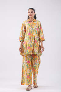 Nouveau rétro imprimé co-Ord ensemble deux pièces co-Ord ensemble fait à la main usure quotidienne produit en vrac personnalisé pur coton numérique imprimé travail - Product Image 5