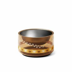 ชามอาหารสัตว์เลี้ยงสีดำทันสมัยพร้อมลายอุ้งเท้าและลายหัวใจสำหรับแมวและสุนัขพันธุ์เล็ก ทำความสะอาดง่าย ผลิตจากวัสดุเคลือบเงา - Product Image 2