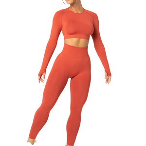 จั๊มสูทออกกำลังกายโยคะลำลองเอวสูงสำหรับผู้หญิง แขนยาว ซิปครึ่งตัว แห้งเร็ว ระบายอากาศ ทรงหลวม คอวี - Product Image 1