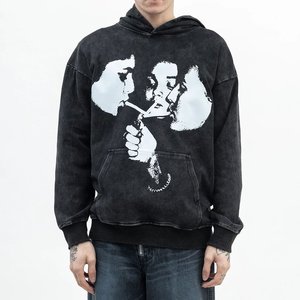 Lo más nuevo de peso pesado recortado sólido Vintage hombres Sudadera con capucha Invierno Polar Streetwear bolsillo desgastado gota hombro hecho Power Punch - Product Image 3