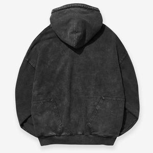Hoodie streetwear personnalisé, doublure imperméable, finition délavée à l'acide, OEM, coton respirant avec service d'impression de logo et étiquette privée - Product Image 2