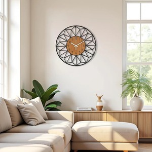 Luxury Wall <b>Clock</b> Made With Metal And Wood Unique Design Adds Stylish And Elegant Touch To Any Room Or Office - Product Image 4