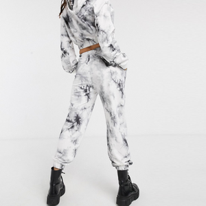 Ensemble de survêtement pour femmes 100% coton personnalisé 2 pièces tie-dye ensembles de jogging taille haute - Product Image 6