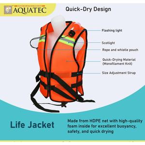 Chaleco Salvavidas para Adultos AQT Hecho de Red de HDPE con Espuma en el Interior para Navegar, Excelente Flotabilidad y Seguridad, Secado Rápido - Product Image 2
