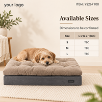 Matelas pour chien rectangulaire en tissu simili daim taupe et gris foncé avec coussin capitonné Yangyangpet