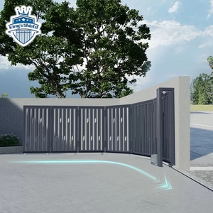 Porte coulissante électrique ronde incurvée personnalisable <span class=keywords><strong>avec</strong></span> porte piétonne en alliage d'aluminium électrophoretique, <span class=keywords><strong>portail</strong></span> pivotant à 90-130 degrés - Product Image 3