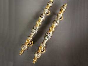 Par de manijas de puerta de serpiente de latón antiguo de calidad, 2 uds., manija de empuje y tracción, manija de puerta principal para muebles de hogar y oficina - Product Image 2