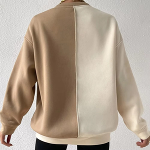 Sudadera informal de dos tonos con logotipo personalizado de alta calidad para mujer, sudadera de gran tamaño al por mayor, sudaderas con hombros caídos para mujer - Product Image 5