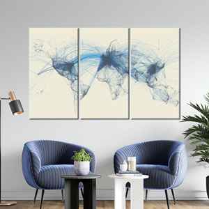 Lienzo impreso elegante: arte de pared con mapa de aviación para decoración moderna, 3P: estirado sobre lienzo - Product Image 1
