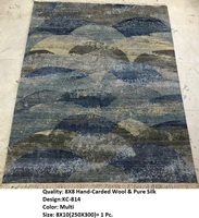 Tapis en laine et soie noué à la main, motif floral oriental, à poils longs et épais, adapté aux animaux domestiques, 8x8 pieds, 8x10 pieds, stock disponible, Inde