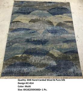 Wool Silk Hand Knotted Oriental Floral High Pile Carpet 8x8 <b>Rugs</b> 8x10 Feet Ready Stock Available From India at Factory Price - Product Image 5