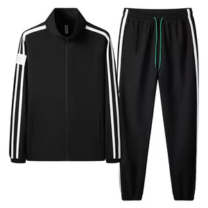 2025 coton fermeture éclair sans capuche survêtement vêtements de sport survêtements noir 2 pièces survêtement unisexe survêtements logo personnalisé survêtement ensemble - Product Image 2