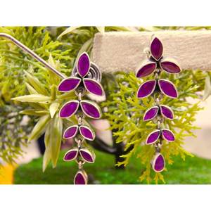 Boucles d'oreilles en argent sterling 925 avec rubis naturel élégantes et légères pour les mariages et les anniversaires - Product Image 4