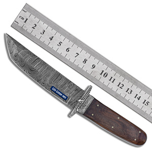 Cuchillo de Caza Personalizable Hecho a Mano DD-DAM-380, Hoja de Acero de Damasco, Punta Caída, Grosor de 4mm, Mango de Madera de Palisandro Exótica con Grabado - Product Image 4